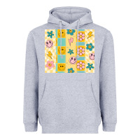 Heather Grey retro daisy Heavyweight Hoodie - MaliasSmallBusiness