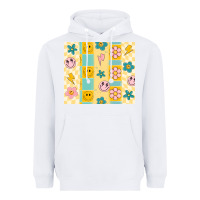White retro daisy Heavyweight Hoodie - MaliasSmallBusiness
