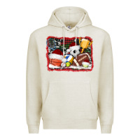 Oatmeal Heather christmas sports background Premium Hoodie - AdoDesignShop
