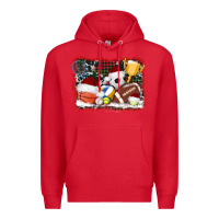 Red christmas sports background Premium Hoodie - AdoDesignShop