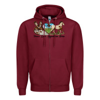 Burgundy peace love appaloosa horse Zipper Hoodie - LillyAllenDesigns