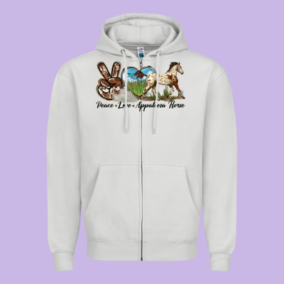Peace Love Appaloosa Horse Zipper Hoodie Designed By Lillyallendesigns