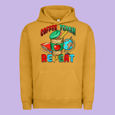 Coffee Teach Repeat Urban Hoodie Designed By Nancycooperartshop