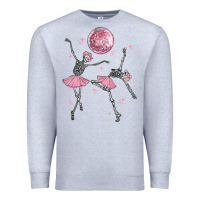 Heather Grey skeleton ballerina Premium Sweatshirt - MaliasSmallBusiness