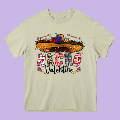 Festive Sombrero And Nacho Art Heavy Core Tee Designed By Cowhidedigitalart