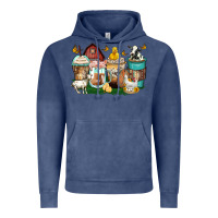 Vintage Denim farm animals coffee cups Vintage Hoodie - Zillion Design Studio
