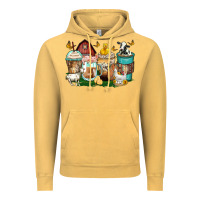 Vintage Mustard farm animals coffee cups Vintage Hoodie - Zillion Design Studio