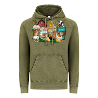 Vintage Olive farm animals coffee cups Vintage Hoodie - Zillion Design Studio