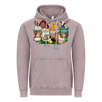 Vintage Zinc farm animals coffee cups Vintage Hoodie - Zillion Design Studio