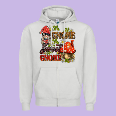 Gnome Sweet Gnome Zipper Hoodie Designed By Barkaloodesign