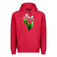 Cardinal Pink And White Lady's Slipper Flower Premium Hoodie - LillyAllenDesigns