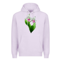 Lilac Pink And White Lady's Slipper Flower Premium Hoodie - LillyAllenDesigns