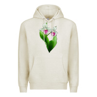 Pink And White Lady's Slipper Flower Premium Hoodie | Teevron
