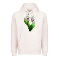 Pale Pink Pink And White Lady's Slipper Flower Premium Hoodie - LillyAllenDesigns
