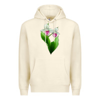 Sandshell Pink And White Lady's Slipper Flower Premium Hoodie - LillyAllenDesigns