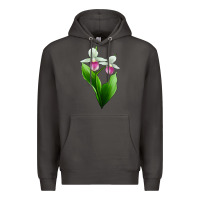 Smoke Pink And White Lady's Slipper Flower Premium Hoodie - LillyAllenDesigns