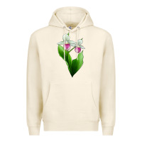 Tofu Pink And White Lady's Slipper Flower Premium Hoodie - LillyAllenDesigns