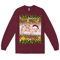 Burgundy christmas pig Long Sleeve Tee - Artiststas