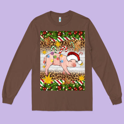 Christmas Pig Long Sleeve Tee Designed By Artiststas