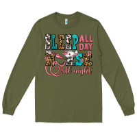 Army Green sleep all day nurse all night Long Sleeve Tee - AdoDesignShop