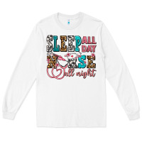White sleep all day nurse all night Long Sleeve Tee - AdoDesignShop