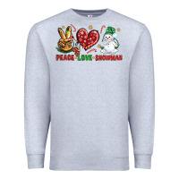 Heather Grey peace love snowman Premium Sweatshirt - NancyCooperArtShop