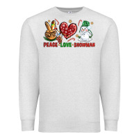 Oatmeal Heather peace love snowman Premium Sweatshirt - NancyCooperArtShop