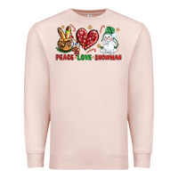 Pale Pink peace love snowman Premium Sweatshirt - NancyCooperArtShop