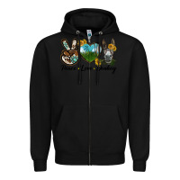 Black Peace Love Donkey Head Zipper Hoodie - LillyAllenDesigns