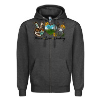 Charcoal Heather Peace Love Donkey Head Zipper Hoodie - LillyAllenDesigns