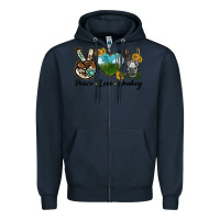 Navy Peace Love Donkey Head Zipper Hoodie - LillyAllenDesigns