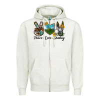 Oatmeal Heather Peace Love Donkey Head Zipper Hoodie - LillyAllenDesigns