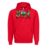 Red Peace Love Donkey Head Zipper Hoodie - LillyAllenDesigns