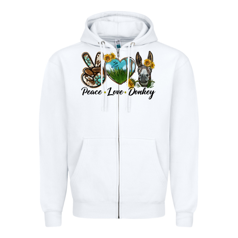 Peace Love Donkey Head Zipper Hoodie by LillyAllenDesigns | Teevron