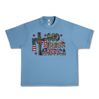Pebble Blue god bless america Urban Heavy Tee - CowhideDigitalArt
