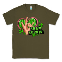 Army Green shamrockin' rock n roll female hand Classic Tee - Artiststas