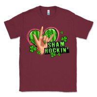Burgundy shamrockin' rock n roll female hand Classic Tee - Artiststas