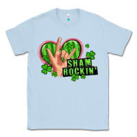 Dusty Blue shamrockin' rock n roll female hand Classic Tee - Artiststas