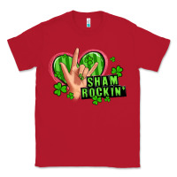 Red shamrockin' rock n roll female hand Classic Tee - Artiststas