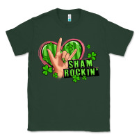 Sports Green shamrockin' rock n roll female hand Classic Tee - Artiststas