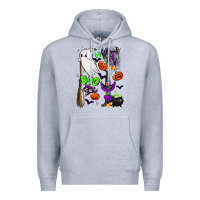 Heather Grey cute ghost Premium Hoodie - LillyAllenDesigns