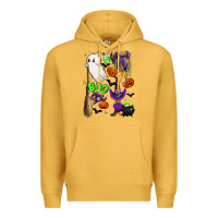 Mustard cute ghost Premium Hoodie - LillyAllenDesigns
