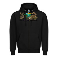 Black Peace Love Crocodile Zipper Hoodie - LillyAllenDesigns