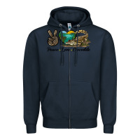 Navy Peace Love Crocodile Zipper Hoodie - LillyAllenDesigns