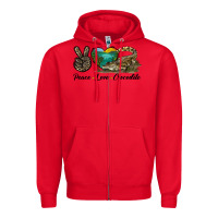 Red Peace Love Crocodile Zipper Hoodie - LillyAllenDesigns