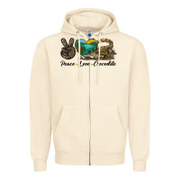 Sandshell Peace Love Crocodile Zipper Hoodie - LillyAllenDesigns