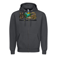 Smoke Peace Love Crocodile Zipper Hoodie - LillyAllenDesigns