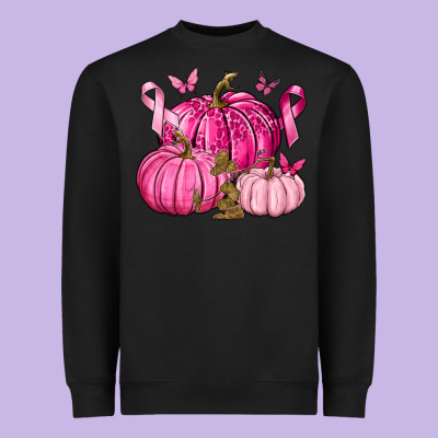 Breast Cancer We Wear Pink With Pumpkin And Ribbon Heavyweight Sweatshirt Designed By Texasbilliewilder