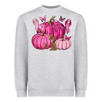 Heather Grey Breast Cancer We Wear Pink with Pumpkin and Ribbon Heavyweight Sweatshirt - texasbilliewilder