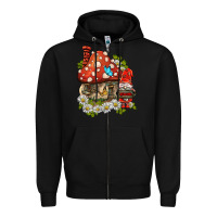 Black welcome gnome ladybug Zipper Hoodie - BarkalooDesign
